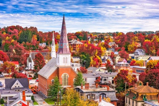 Montpelier، فيرمونت، الولايات المتحدة الأمريكية، أفق المدينة، إلى داخل، autumn.'
