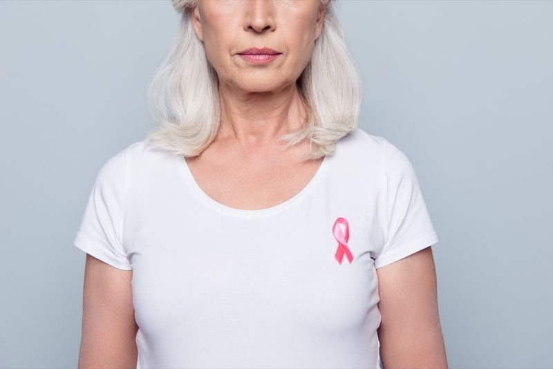 المرأة، إلى داخل، قميص - أبيض، ب، سرطان الثدي، الشريط القرنقلي'