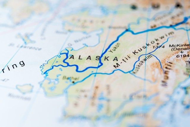 ولاية ألاسكا على الخريطة'